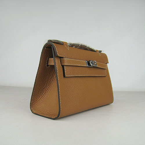 AAA Hermes Kelly 22 CM France Leather Handbag Light Coffee H008 On Sale - Click Image to Close